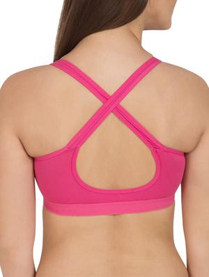solid fuchsia cotton sports bra - 12116074 - Standard Image - 3