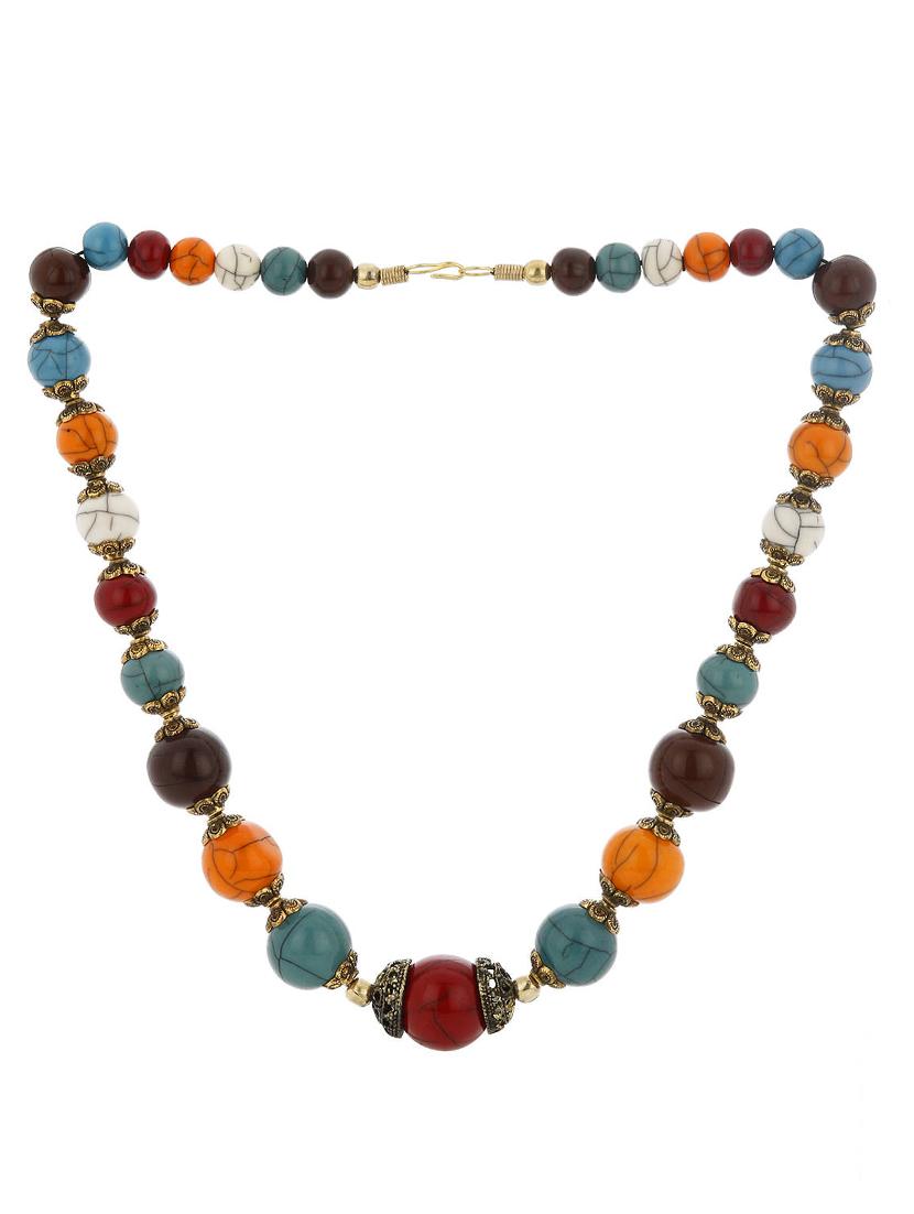 multi colored brass long necklace - 12116219 - Zoom Image - 1