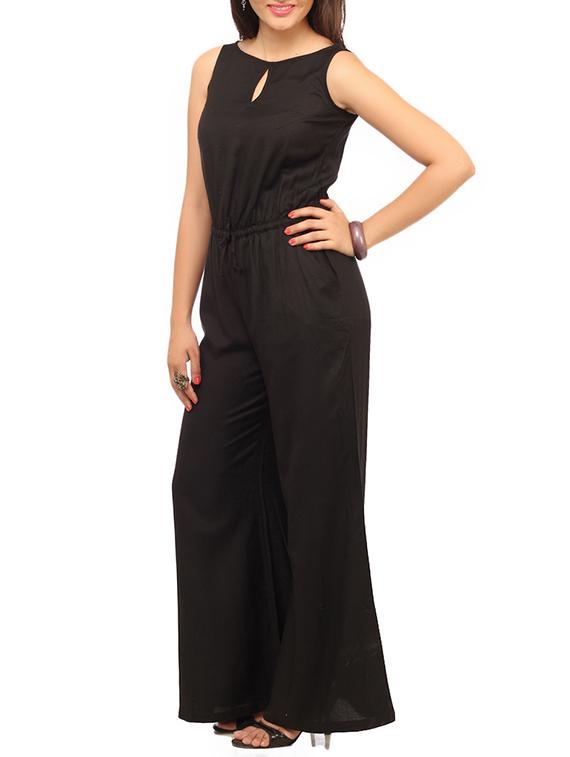 keyhole neckline drawstring jumpsuit - 12124626 - Zoom Image - 2