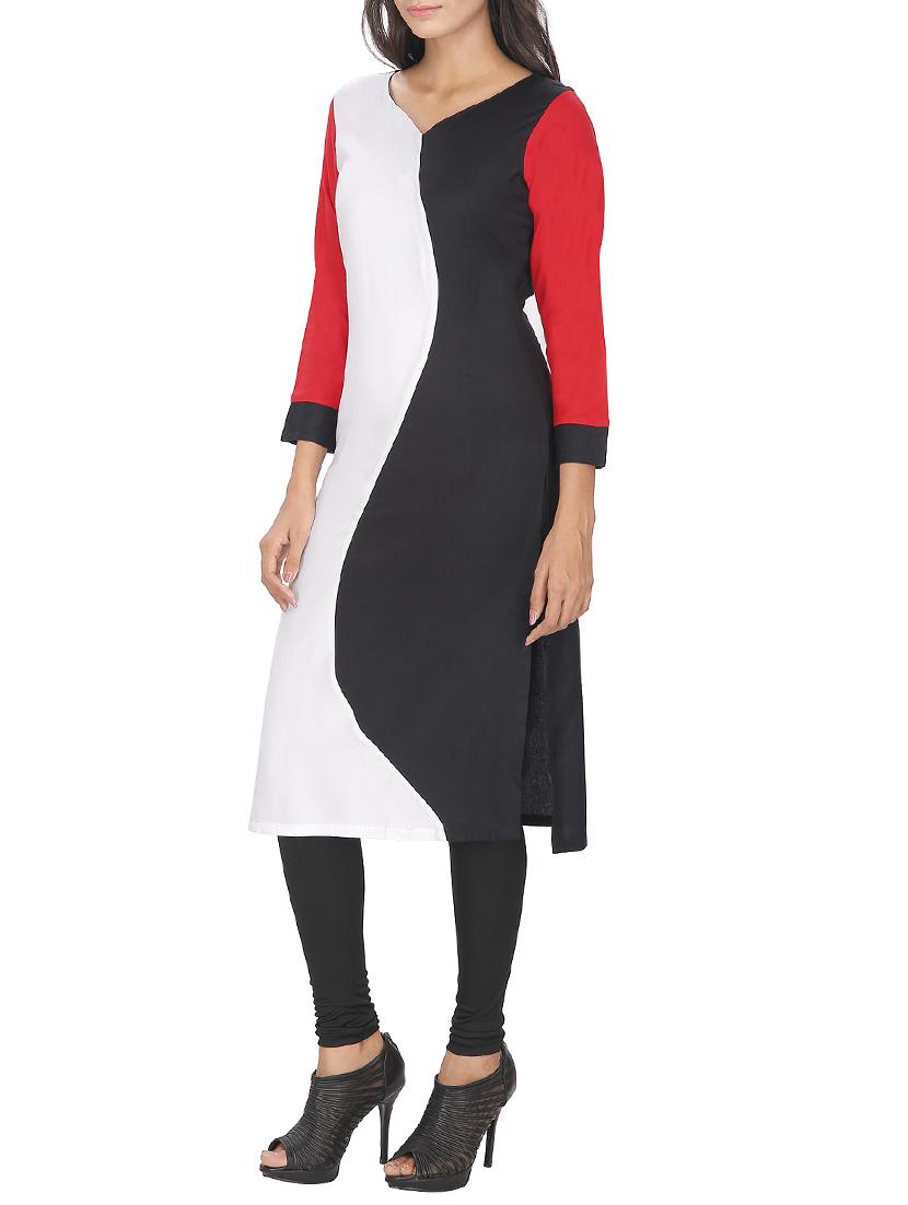 white viscose straight kurta - 12127084 - Zoom Image - 2