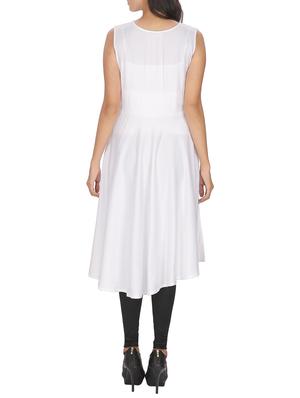 white rayon asymmetric kurta - 12127088 - Standard Image - 3
