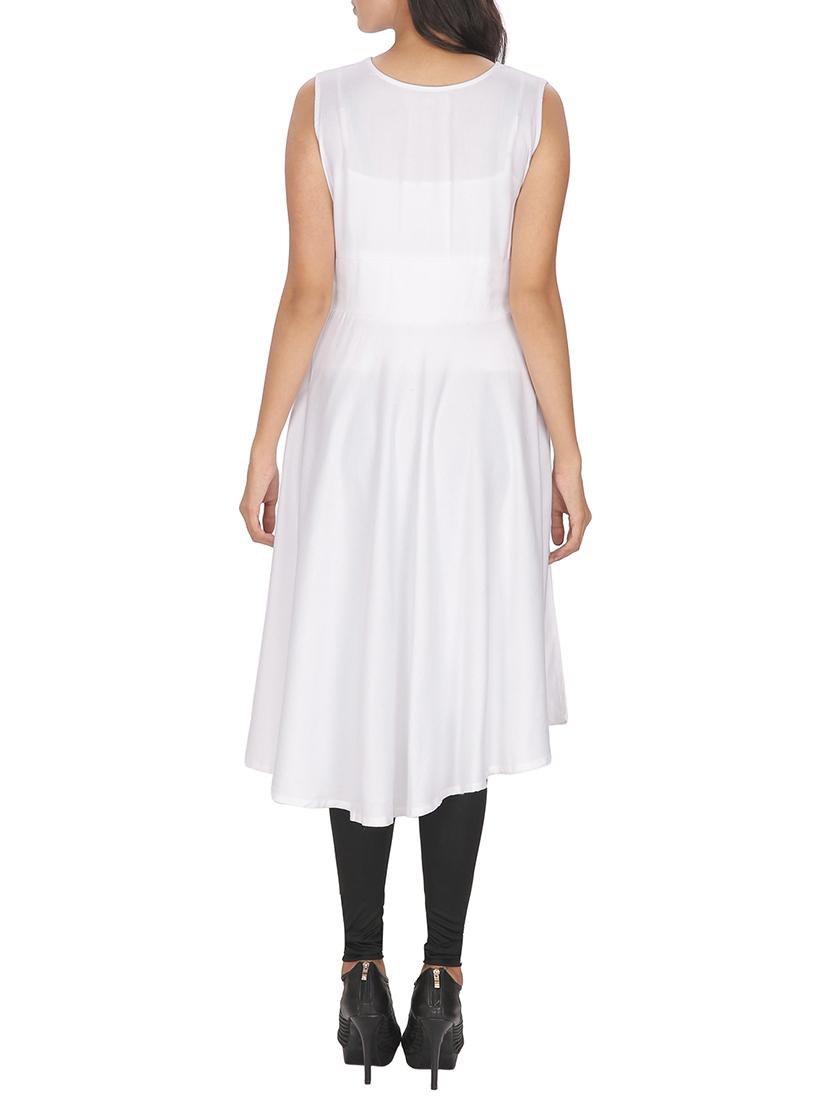 white rayon asymmetric kurta - 12127088 - Zoom Image - 3