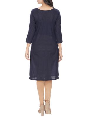 blue cotton solid kurta - 12127095 - Standard Image - 3