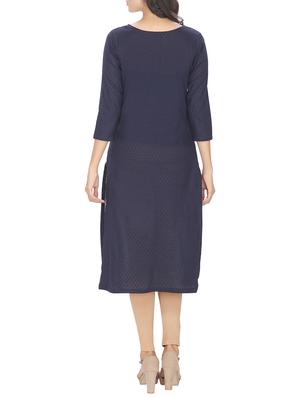blue cotton solid straight kurta - 12127097 - Standard Image - 3