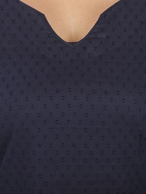 blue cotton solid straight kurta - 12127097 - Standard Image - 4