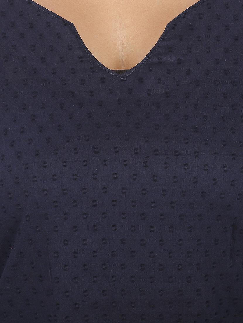 blue cotton solid straight kurta - 12127097 - Zoom Image - 4