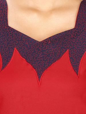 red rayon straight kurta - 12127102 - Standard Image - 4
