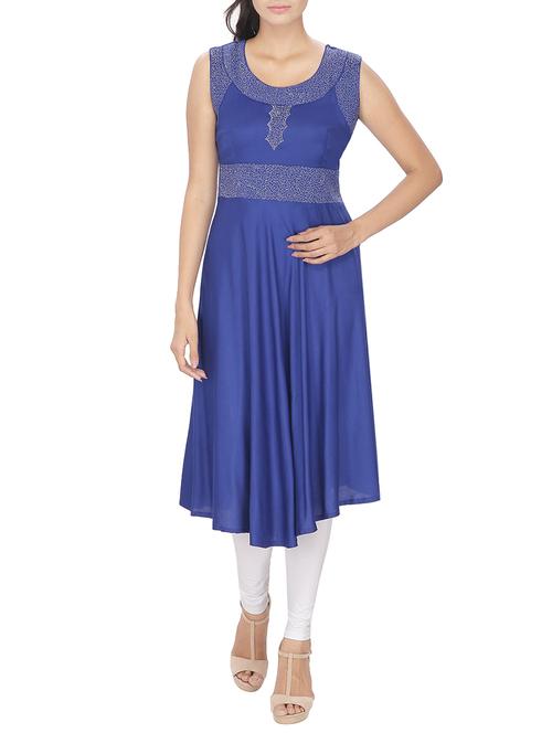 blue viscose kurta - 12127111 - Standard Image - 1