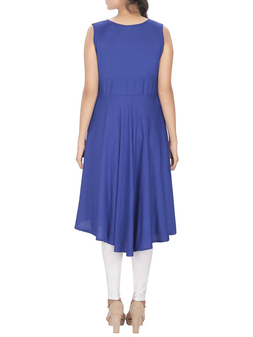 blue viscose kurta - 12127111 - Zoom Image - 3