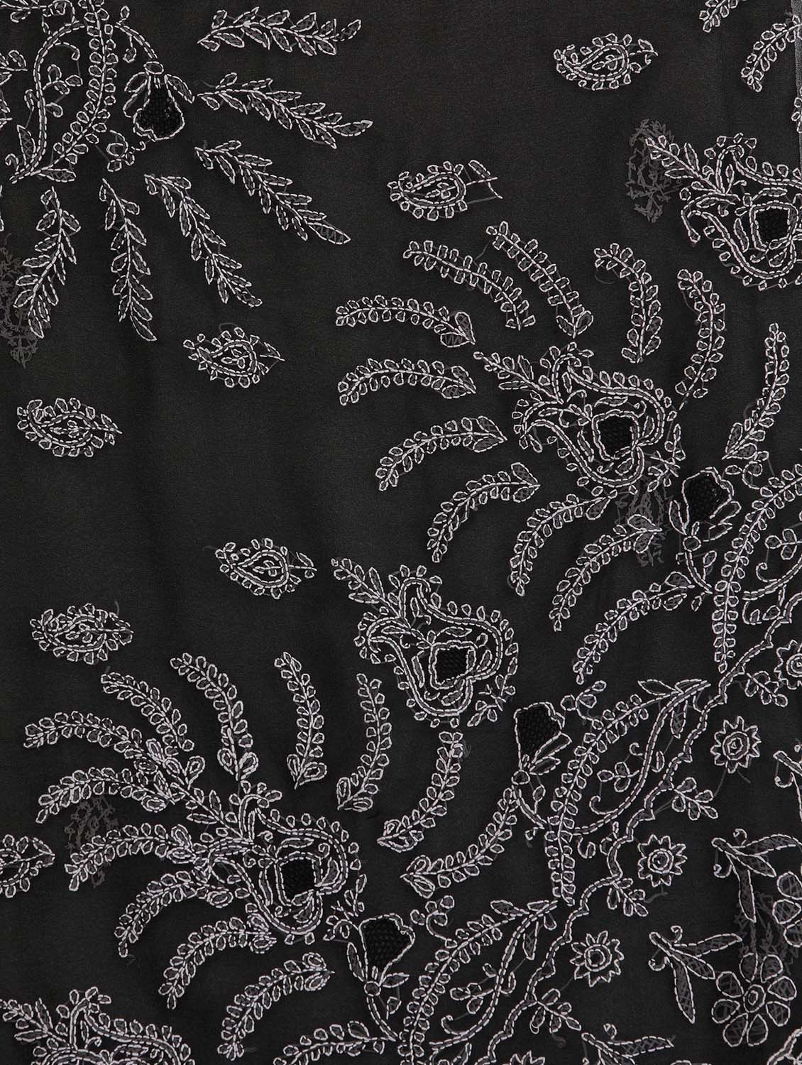 black georgette chikankari saree with blouse - 12128338 - Zoom Image - 3