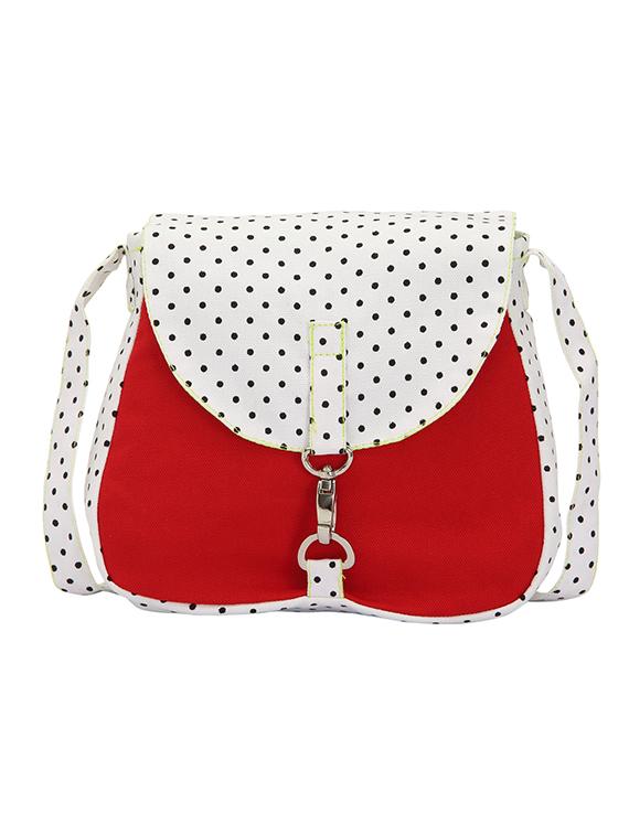red and white polka print cotton slingbag - 1213140 - Zoom Image - 1
