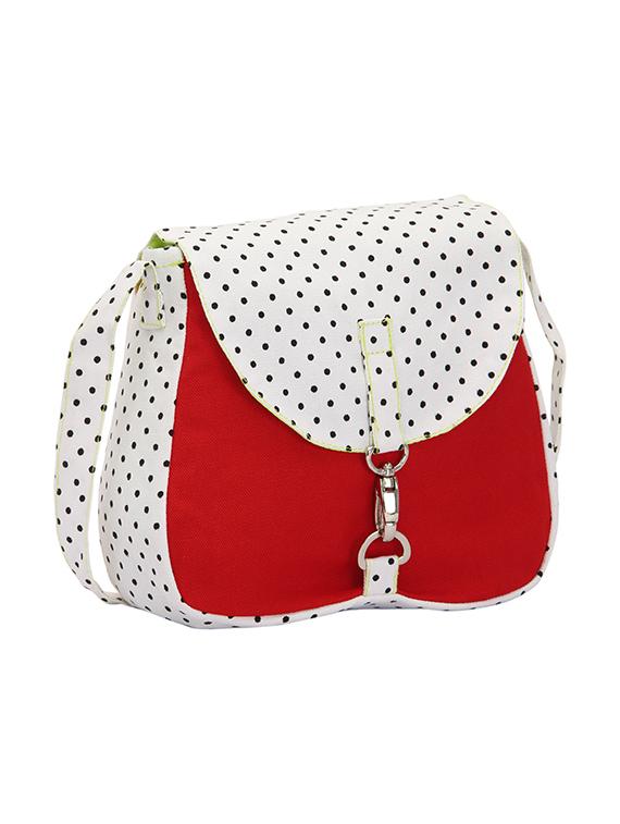red and white polka print cotton slingbag - 1213140 - Zoom Image - 5