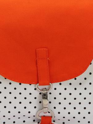 orange and white polka print cotton slingbag - 1213143 - Standard Image - 4