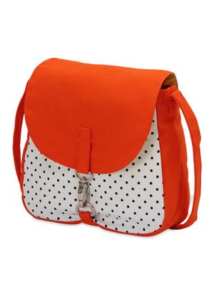 orange and white polka print cotton slingbag - 1213143 - Standard Image - 5