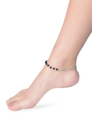 silver acrylic beads anklet - 1213838 - Standard Image - 2