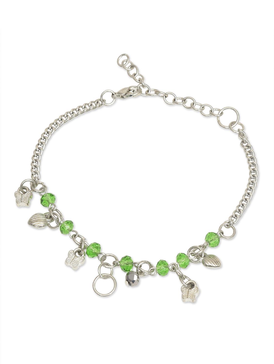 silver acrylic beads anklet - 1213839 - Zoom Image - 1
