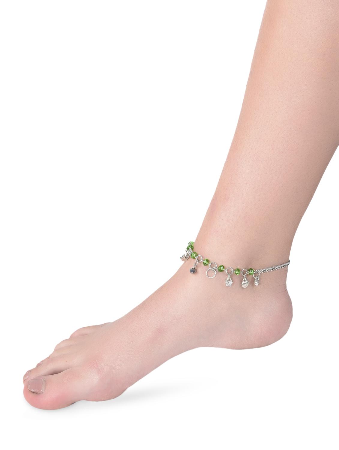 silver acrylic beads anklet - 1213839 - Zoom Image - 2