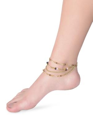 gold acrylic beads anklet - 1213855 - Standard Image - 2