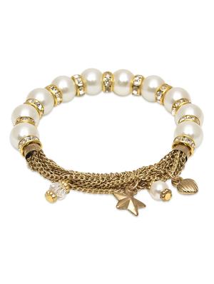 white & gold pearl beaded bracelet - 1213878 - Standard Image - 3