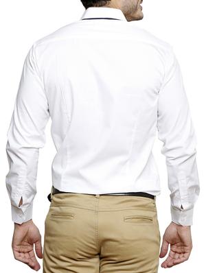 solid white cotton casual shirt - 12145028 - Standard Image - 3
