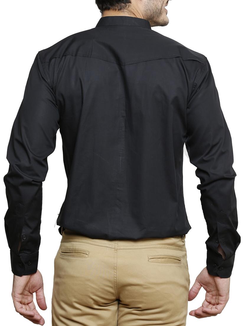 solid black cotton casual shirt - 12145029 - Zoom Image - 2