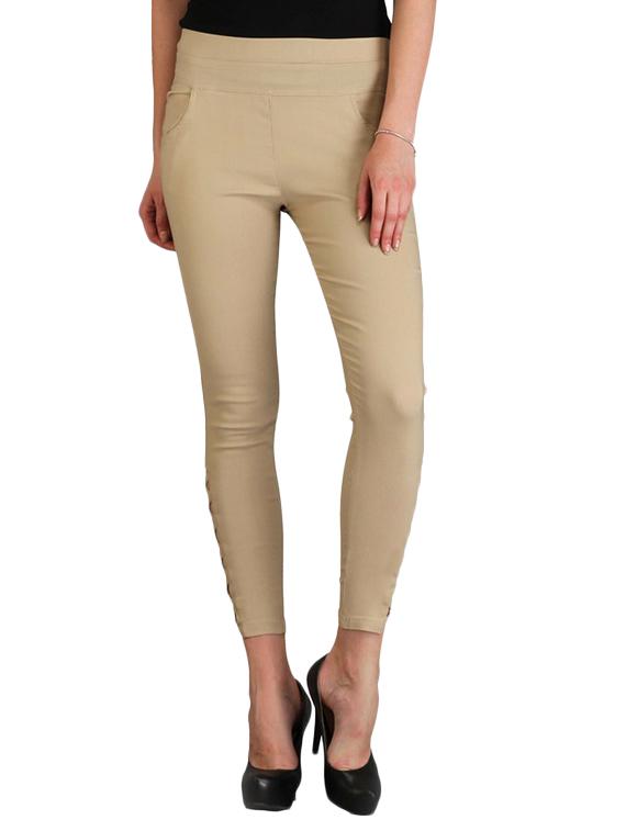 beige cotton jeggings - 12150252 - Zoom Image - 1