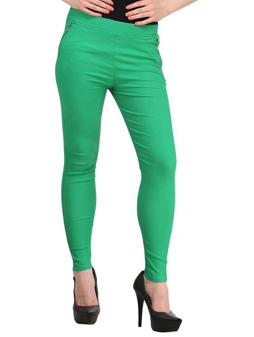 green cotton jeggings - 12150284 - Standard Image - 1