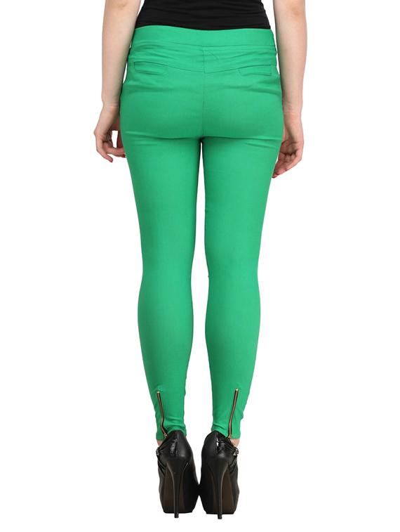 green cotton jeggings - 12150284 - Zoom Image - 2