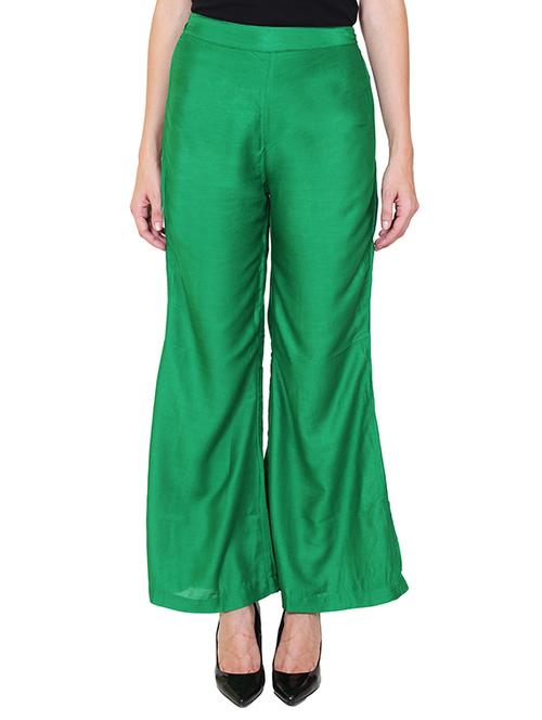 green viscose palazzos - 12150299 - Standard Image - 1