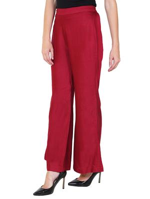 maroon rayon palazzo - 12150300 - Standard Image - 2