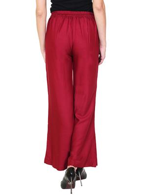 maroon rayon palazzo - 12150300 - Standard Image - 3