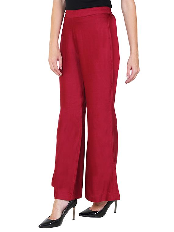 maroon rayon palazzo - 12150300 - Zoom Image - 2
