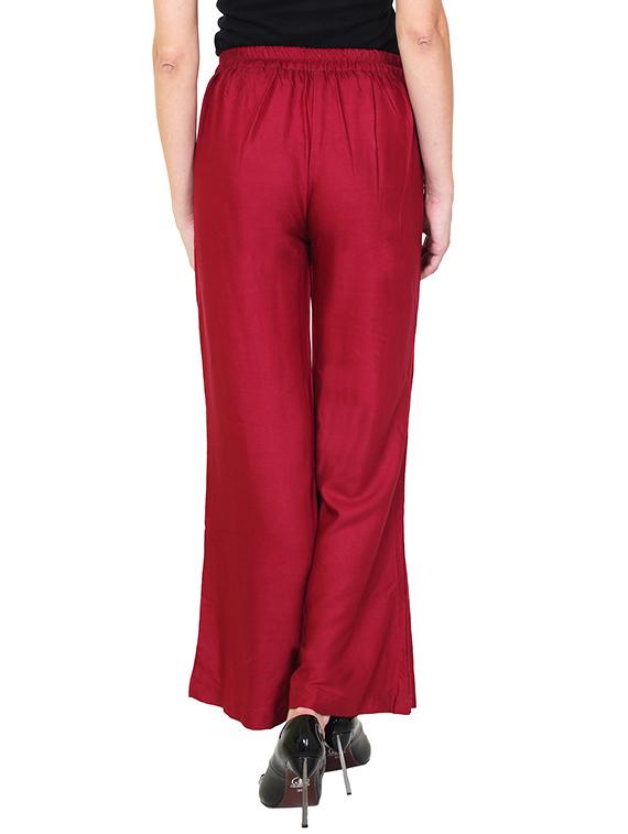maroon rayon palazzo - 12150300 - Zoom Image - 3