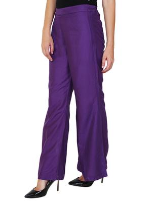 purple viscose palazzos - 12150304 - Standard Image - 2