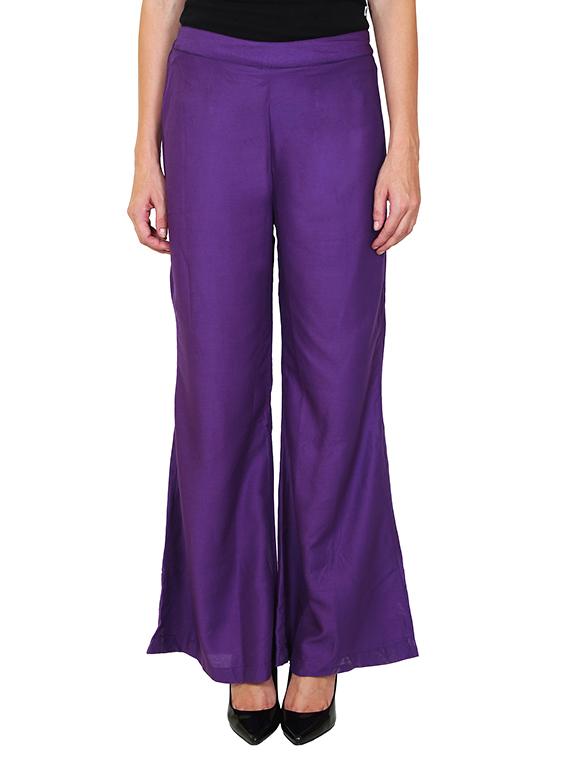 purple viscose palazzos - 12150304 - Zoom Image - 1