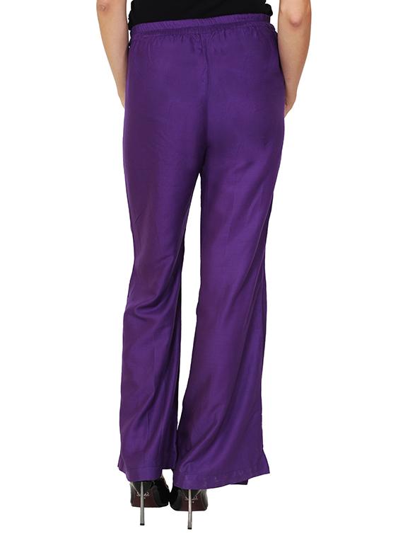 purple viscose palazzos - 12150304 - Zoom Image - 3