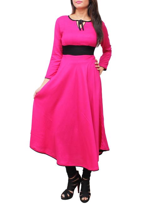 magenta viscose flared kurta - 12150339 - Standard Image - 1