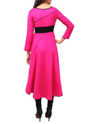 magenta viscose flared kurta - 12150339 - Standard Image - 3