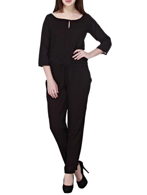 key hole neckline drawstring jumpsuit - 12150427 - Standard Image - 1