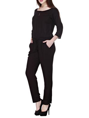 key hole neckline drawstring jumpsuit - 12150427 - Standard Image - 2