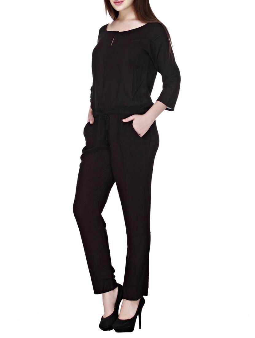 key hole neckline drawstring jumpsuit - 12150427 - Zoom Image - 2