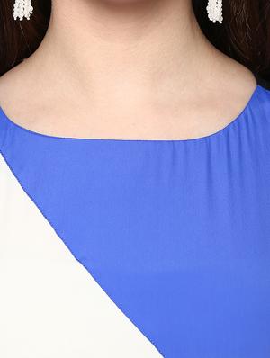 black crepe colour block straight kurta - 12150600 - Standard Image - 4