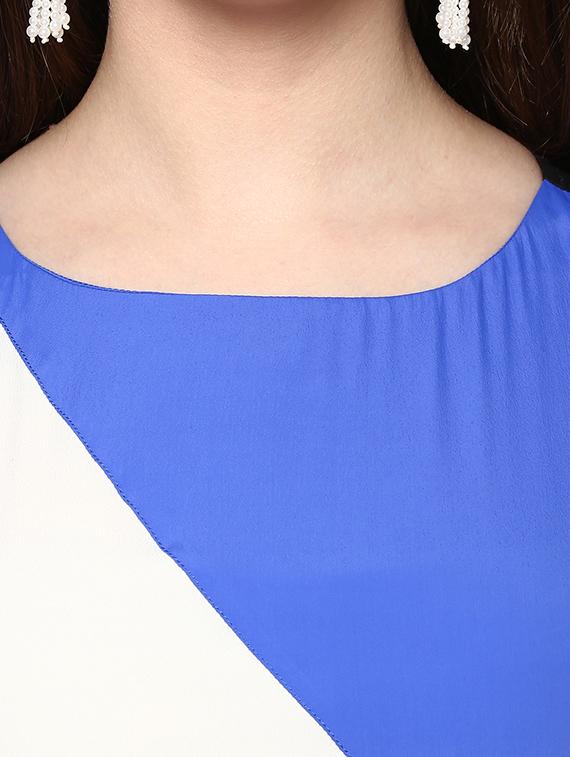black crepe colour block straight kurta - 12150600 - Zoom Image - 4