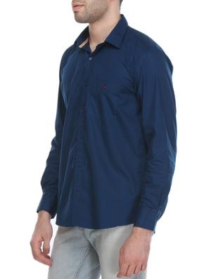 blue solid casual shirt - 12153030 - Standard Image - 2