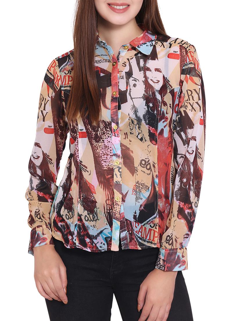 multicolored printed georgette regular shirt - 12157133 - Zoom Image - 1