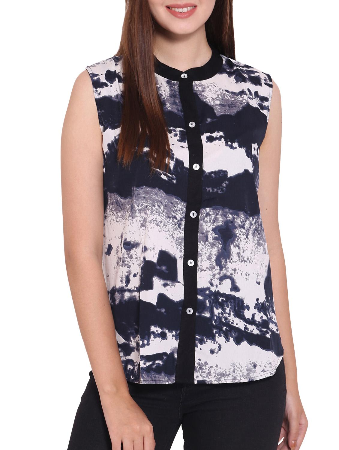 blue printed crepe regular shirt - 12157136 - Zoom Image - 1