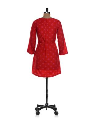 red and pink floral dress - 12160 - Standard Image - 3