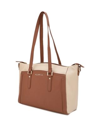 brown and cream leather hand bag - 12160275 - Standard Image - 5