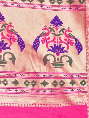 pink art silk paithani saree with blouse - 12160518 - Standard Image - 4