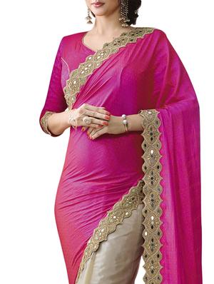 pink silk half and half saree with blouse - 12160951 - Standard Image - 2